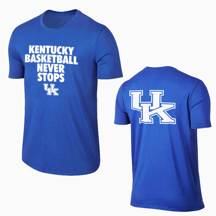 2017ใหม่ Kentucky University Of Kentucky ยอดบาสเกตบอลกีฬาผ้าฝ้ายหลวมขนาดใหญ่แขนสั้น