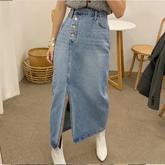 denim skirt with side split