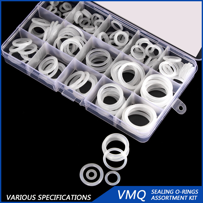 15 Sizes 150pcs Gasket Set White Silicone VMQ O Rings 2.4mm 3.1mm Milimeters Thickness Oring Sets Durable Different Sizes Sealing O-Ring
