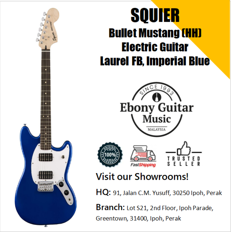 Squier Bullet Mustang HH Electric Guitar, Laurel FB, Imperial Blue Malaysia