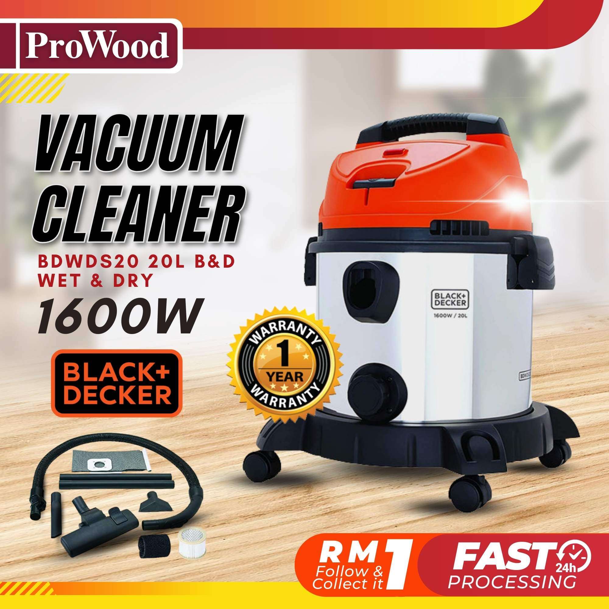 BLACK + DECKER BDWDS20 1600W 20L Wet & Dry Vacuum Cleaner Blower HEPA