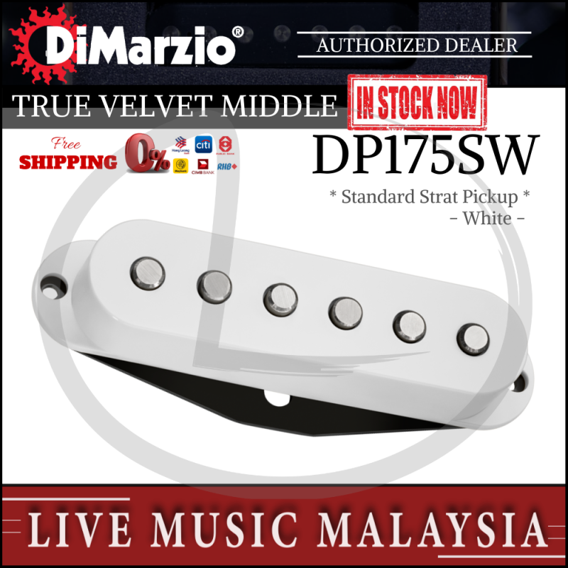 DiMarzio DP175SW True Velvet Single Coil Middle Electric Guitar Pickup, White (DP175S) Malaysia