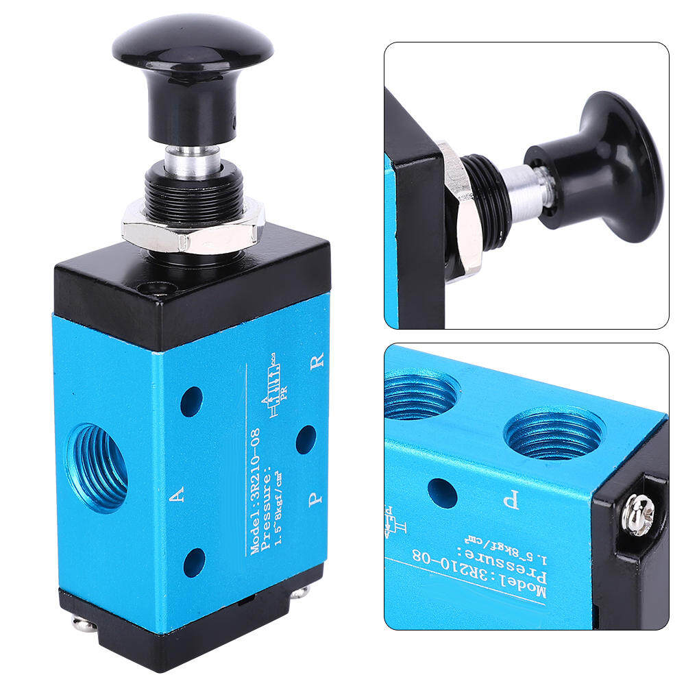 3R210-08 Hand Push Pull Pneumatic Valve 3 Ways 2 Pos 1/4 BSPT 0-0.8MPa