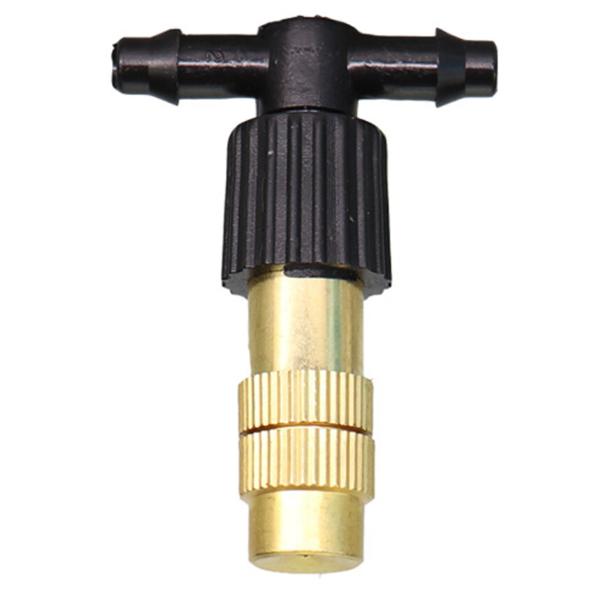 Adjustable Copper Misting Nozzle w/ 4/7mm Plastic Tee Connector Brass Watering Irrigation Sprinkler Cooling Nozzle 1pc
