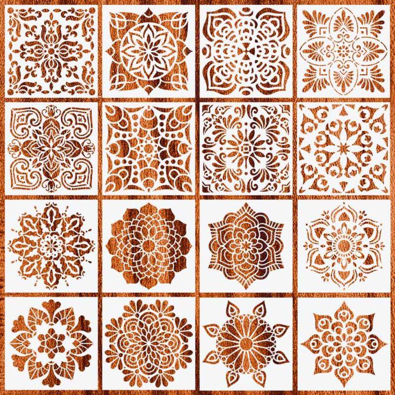 16pcs/set Mandala Stencils DIY Drawing Template Painting Scrapbooking