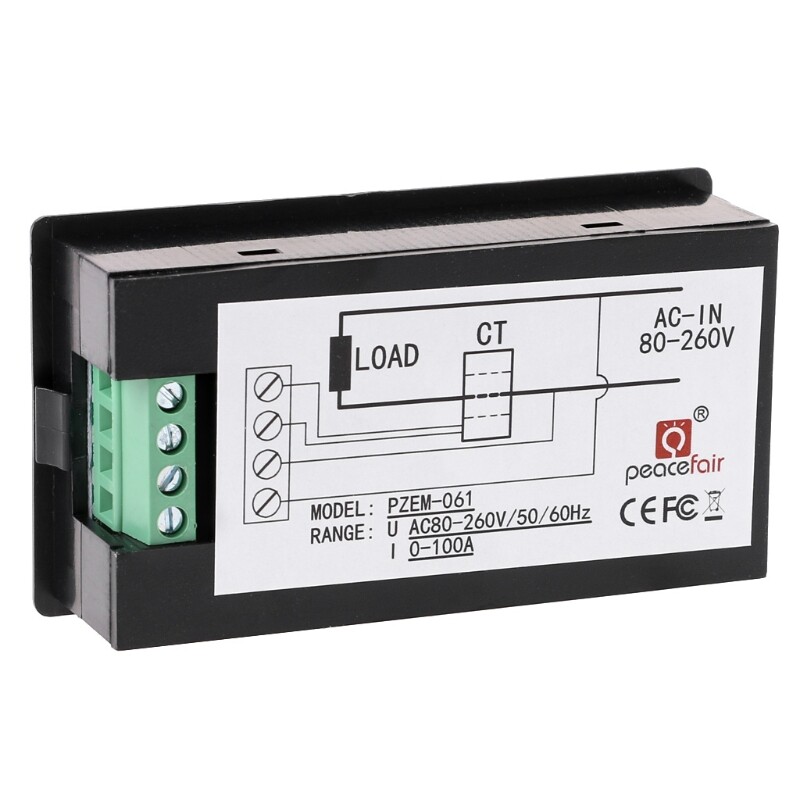 AC 80-260V 100A Voltage Current Watt Power Energy Meter PZEM-061 with Split CT