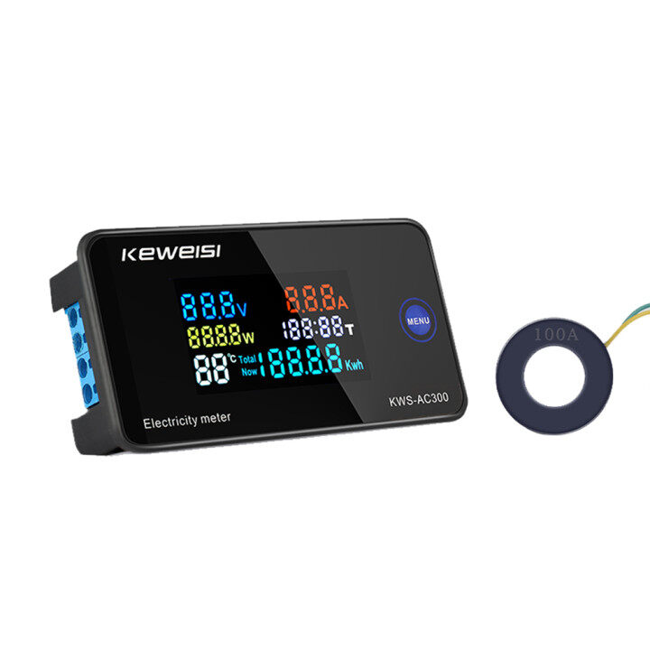 Original ac50-300v digital 6 in 1 lcd display energy current voltmeter temp meter tester