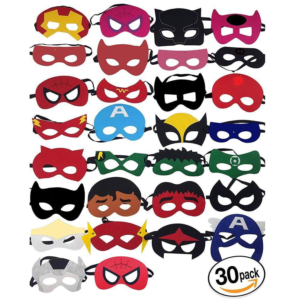 [Hot sale promotions❤]30Pcs Superhero Masks Cartoon Felt Masks Party Cosplay Mask Kids Halloween decoration Eyes Mask Cute Cartoon Masquerade Party Cosplay Dress Child Costume Toys