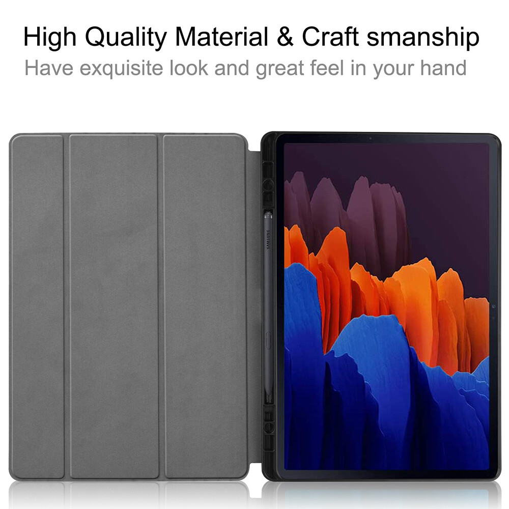 Trường hợp cho Samsung Galaxy Tab S10 cộng với 12.4 2024, nhẹ tri-gấp Trường hợp với kẹp giữ bút, ngủ tự động che Ốp lưng TPU mềm/Vỏ thông minh đánh thức cho Samsung Galaxy Tab S9 Plus/Tab S9 FE Plus/Tab S8 Plus/S7 FE/Tab S7 Plus 12.4 inch