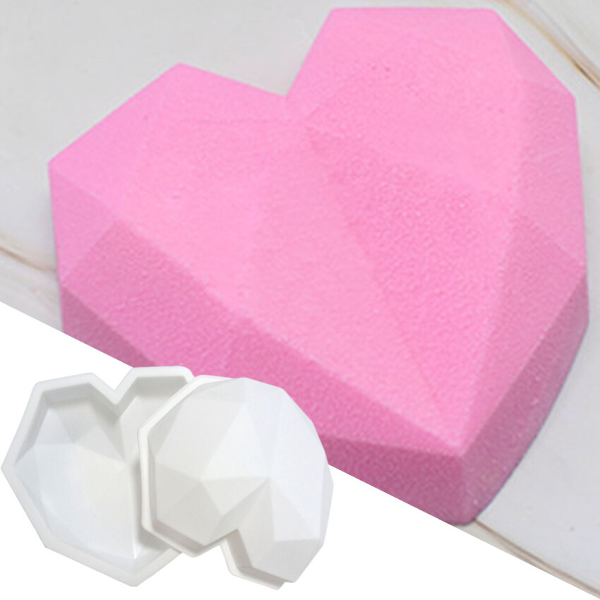 Khuôn Bánh Hình Trái Tim Lớn Bằng Silicon 3D Dụng Cụ Khuôn Nướng Hình Học Sô Cô La
