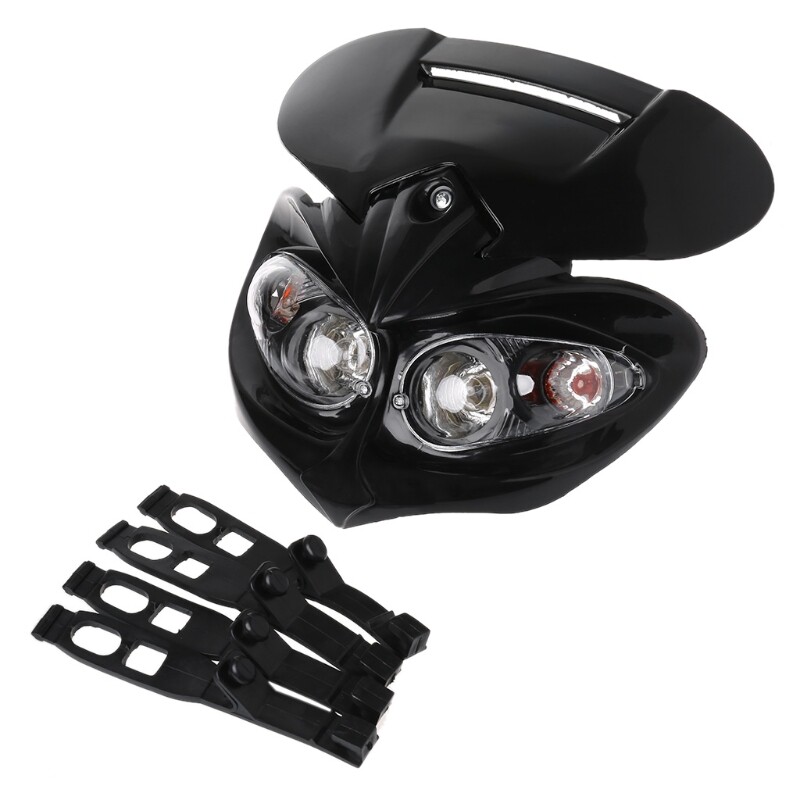Universal Motocross Headlight Fairing Head Lamp High / Low Beam Dual