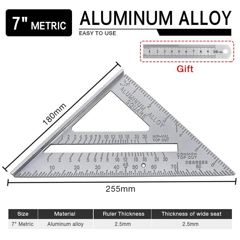 Angle Ruler 7/12 inch Metric Aluminum Alloy Triangular Measuring Ruler ...