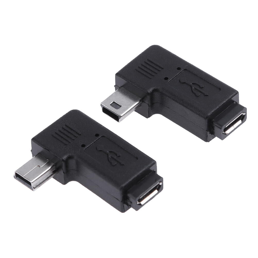 2 Chiếc Đầu Nối Chuyển Đổi Micro USB Cái Sang Mini USB Đực 90 Độ
