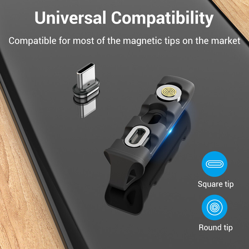 Vention Universal Magnetic Cable Plug Case Portable Storage Box for Micro B USB Type C Lightning Connector Storage Case