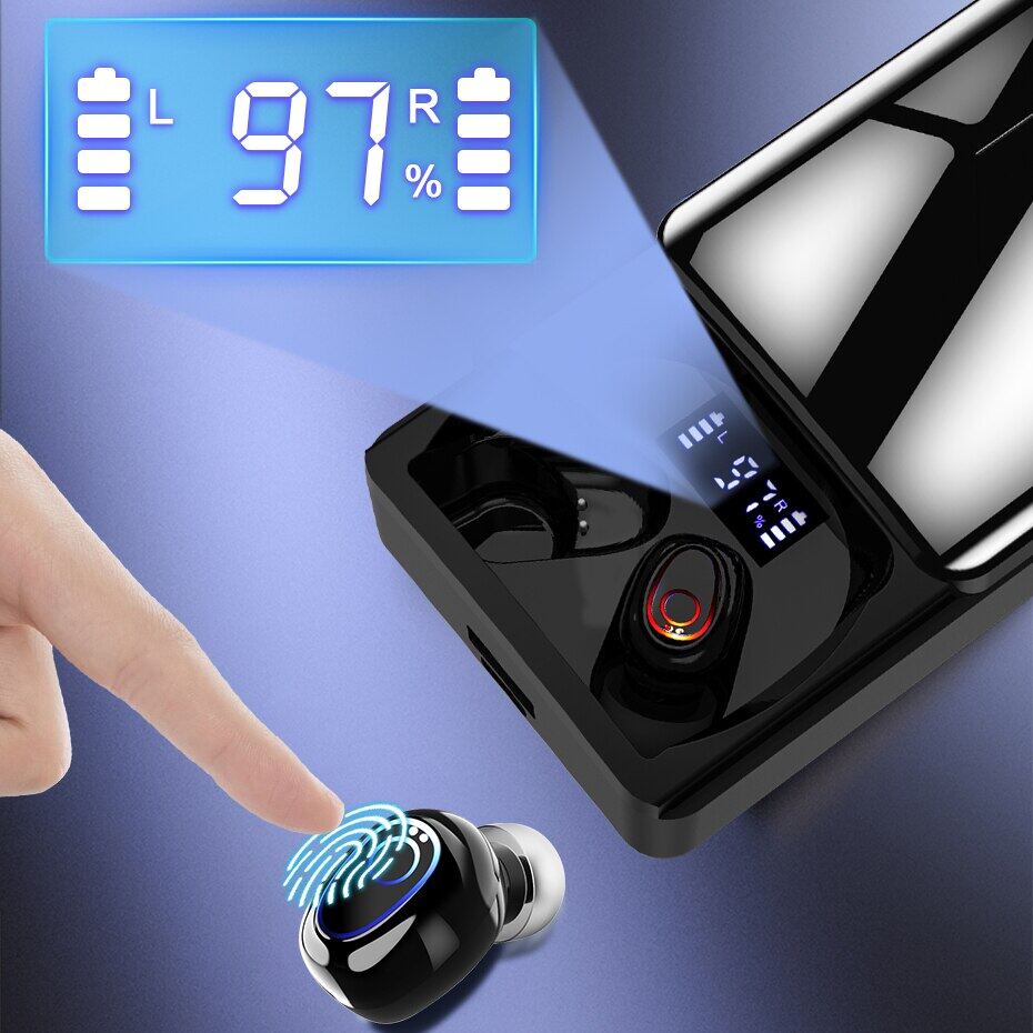 Tai Nghe Không Dây TWS Tai Nghe Bluetooth 5.1 Tai Nghe Thể Thao Chống Nước Âm Thanh Nổi Tai Nghe Nhét Tai Có Mic Hộp Sạc 10000MAh