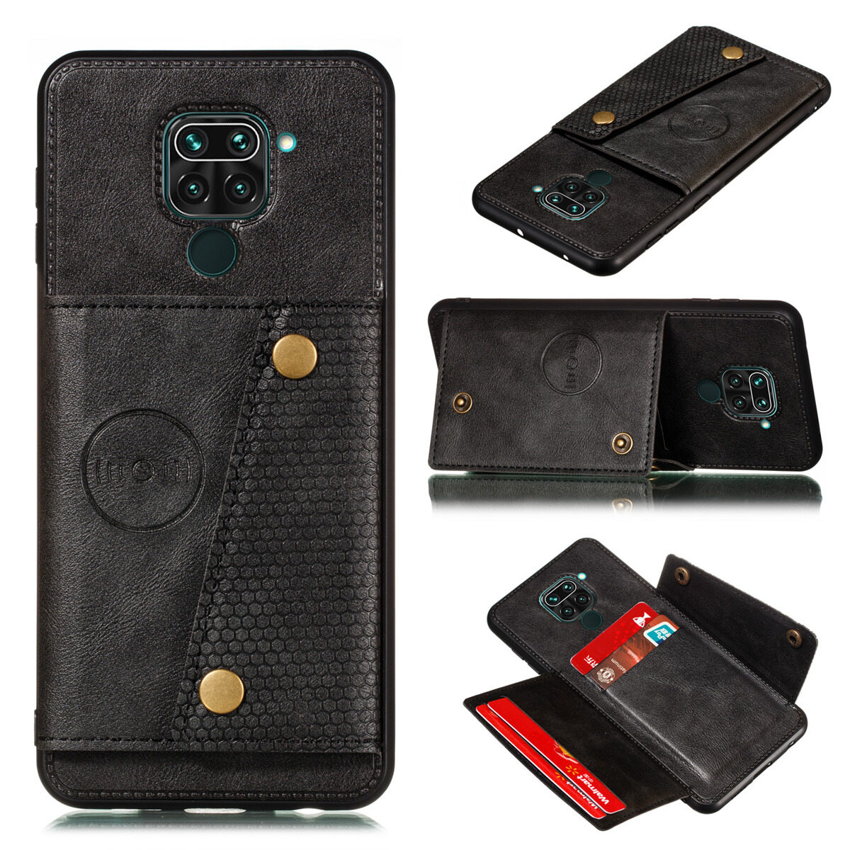 Cho Redmi Note 9 9S Pro Max da trường hợp nhiều Folio lật Bìa Wallet trở lại trường hợp vỏ, có thể làm việc với gắn trên xe hơi, ẩn thẻ tín dụng ID khe giữ, retro nút kim loại clasp, đứng hỗ trợ