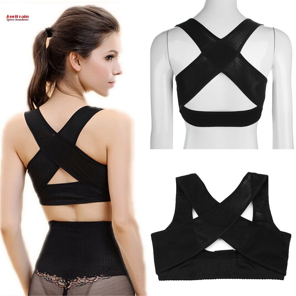 Adjustable Elastic Back Women Belt Support Posture Corrector Brace Support April rain
