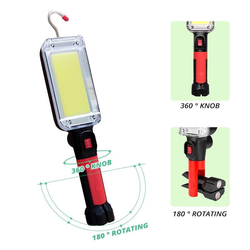 Siêu Đèn pin sáng LED Đèn làm việc COB LED Đèn làm việc Móc Nam Châm Đèn Cắm Trại đèn pin USB Có Thể Sạc Lại Không Thấm Nước Đèn Khẩn Cấp Có Thể Sạc Lại Sửa Chữa Ánh Sáng cầm tay nhẹ Cho Xe Đèn Pin Đèn làm việc