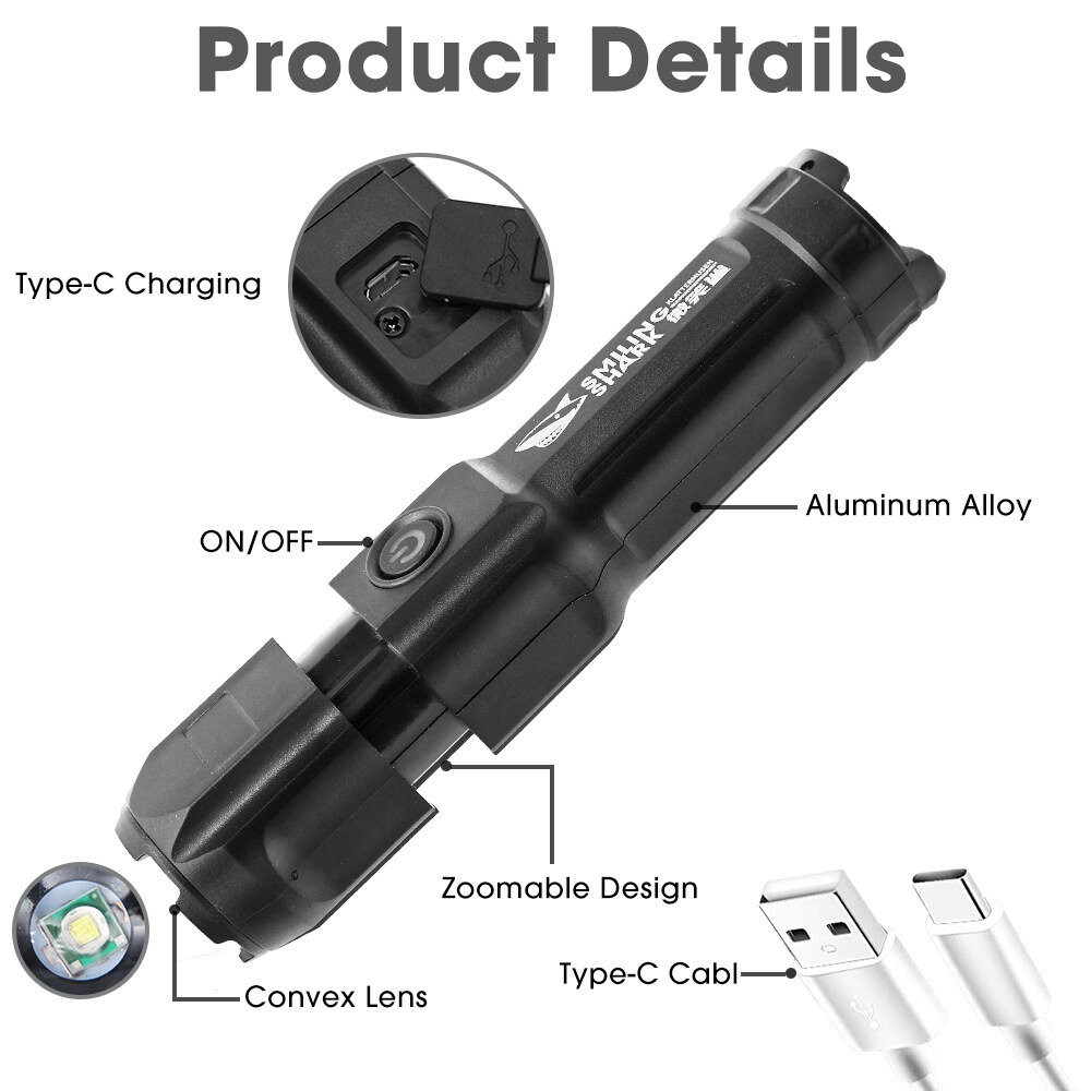 Multi-function Flashlight Strong Light Rechargeable Zoom Super Bright Xenon Household Outdoor Portable Led Night Flashlight