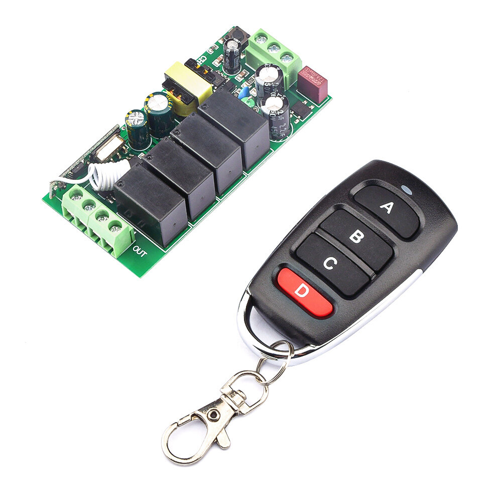 [100% Original] diymore 4CH Relay Receiver Module RF Switch for Gate Garage opener 433MHz Universal Wireless Remote Control AC110V-220V