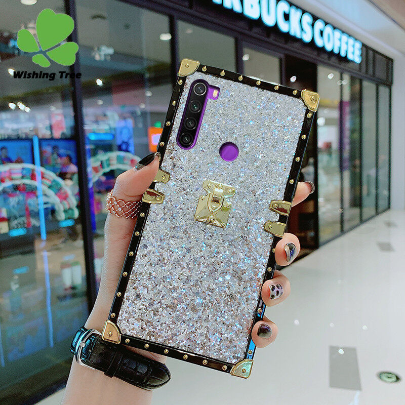 For Xiaomi Redmi Note 8 Case Luxury Square Glitter Back Cover Fashion Rivet Square Bling Shiny Glitter Powder Silicone Protection Cover For Xiaomi Redmi Note 8 Phone Cases