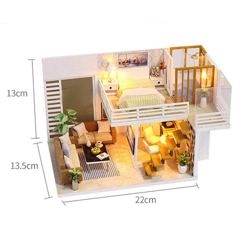 Miniature Doll House Romantic Garden LED Glass Wood Model Kits Dollhouse DIY