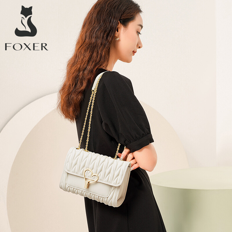 Foxer woman crossbody bag leather bag shoulder bag fashion chain bag