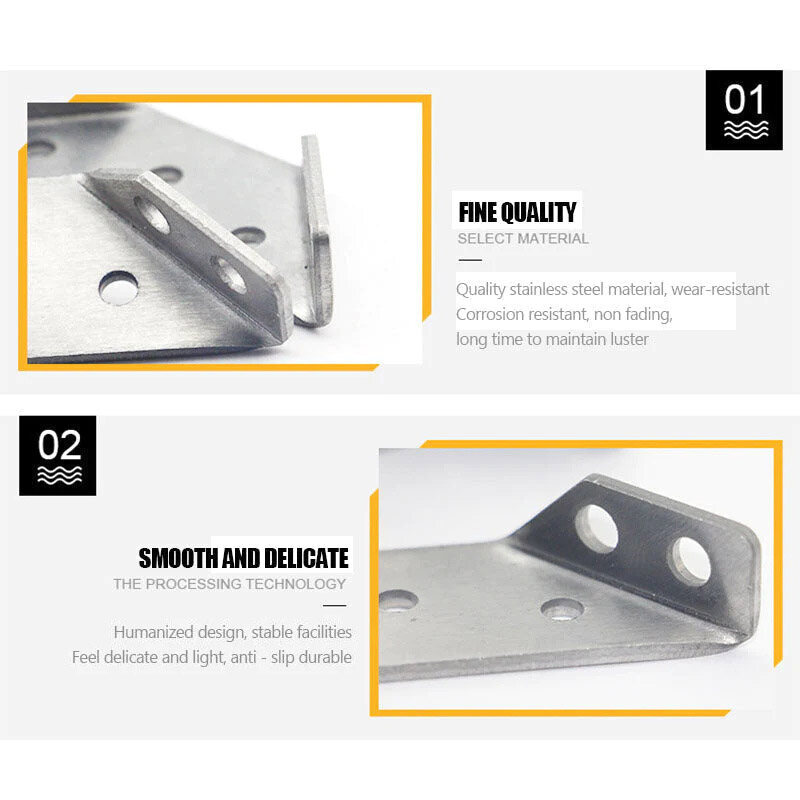 8 cái góc xoay thép không gỉ góc giá đỡ đầu nối Fastener bảo vệ góc Phải góc đứng hỗ trợ đồ ngũ kim đồ nội thất
