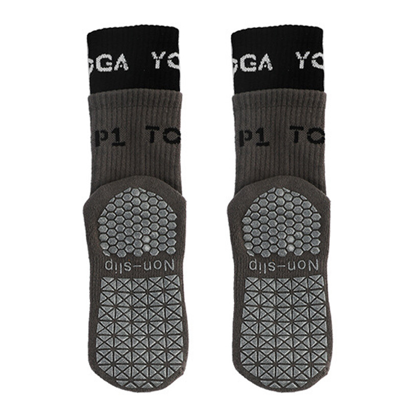 Women's mid-length yoga socks fitness Silicone anti-slip mid-tube socks color Splicing design Pilates /jump rope socks four seasons sports socks floor socks