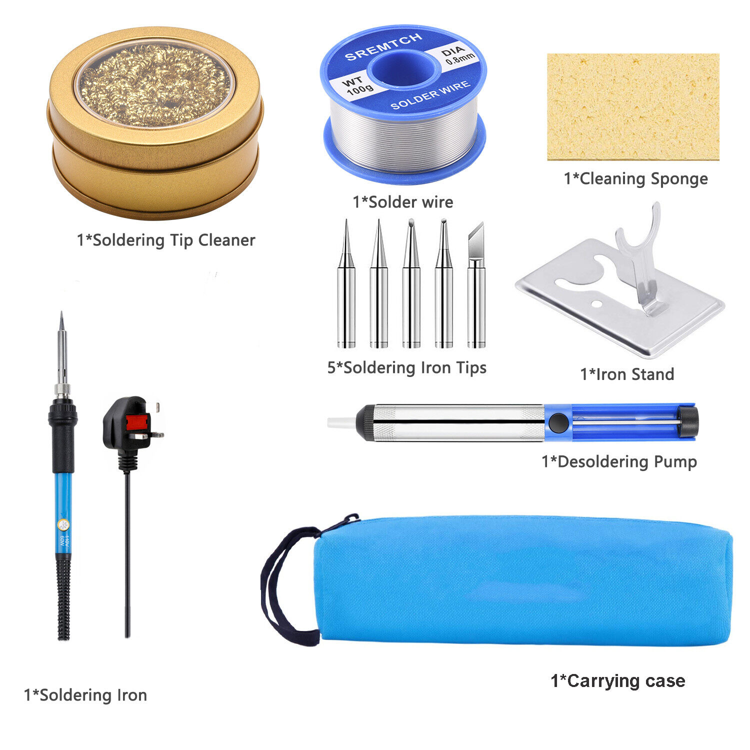 [Quick Delivery]220V Adjustable Temperature Soldering Iron Kit Solder Welding Ceramic Heater Soldering Tips Desoldering Pump Solder wire Soldering iron tips
