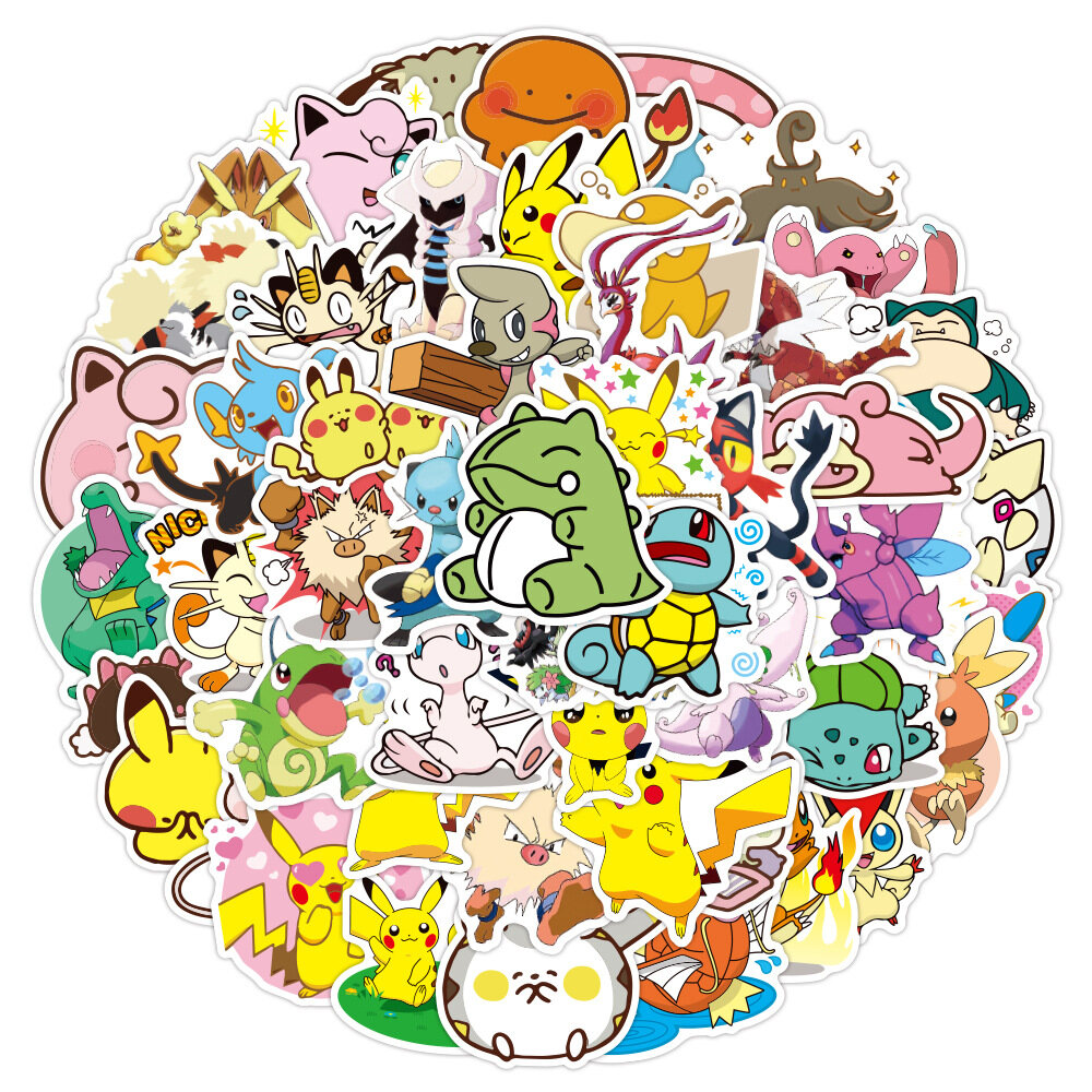 TM 50 Cái/bộ Pokemon Chủ Đề Dễ Thương Mẫu Yêu Tinh PVC Chống Thấm Nước Nhãn Dán Graffiti Cá Tính Sáng Tạo Máy Tính Xách Tay Guitar Cốc Nước Mũ Bảo Hiểm Trượt Ván Trang Trí Xe Máy