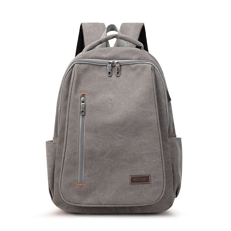 Johnn Men's and women's backpack canvas bag large capacity school bag simple leisure travel computer backpack