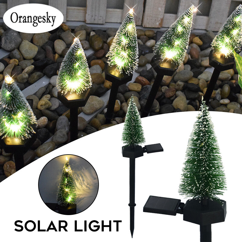 artificial christmas tree with solar lights