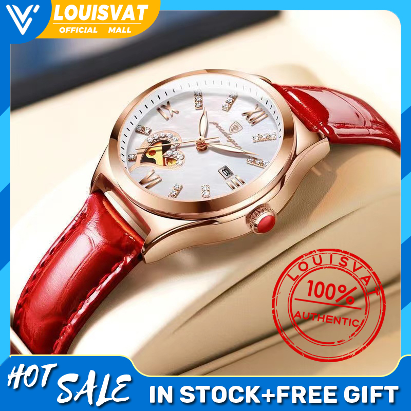 [LOUISVAT] Original Switzerland Luxury Brand POEDAGAR Imported Movement 2022 NEW Style Women's Watch Waterproof Calendar Luminous Belt Band Watch Fashion Lady Quartz Watches