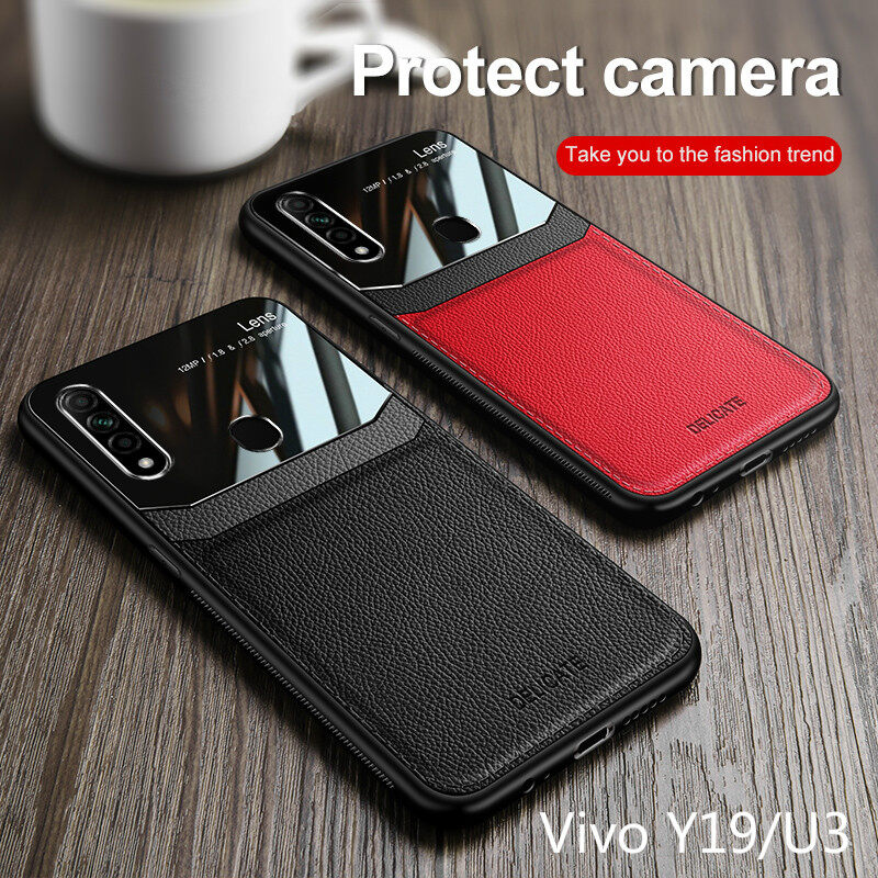 vivo y19 back cover leather