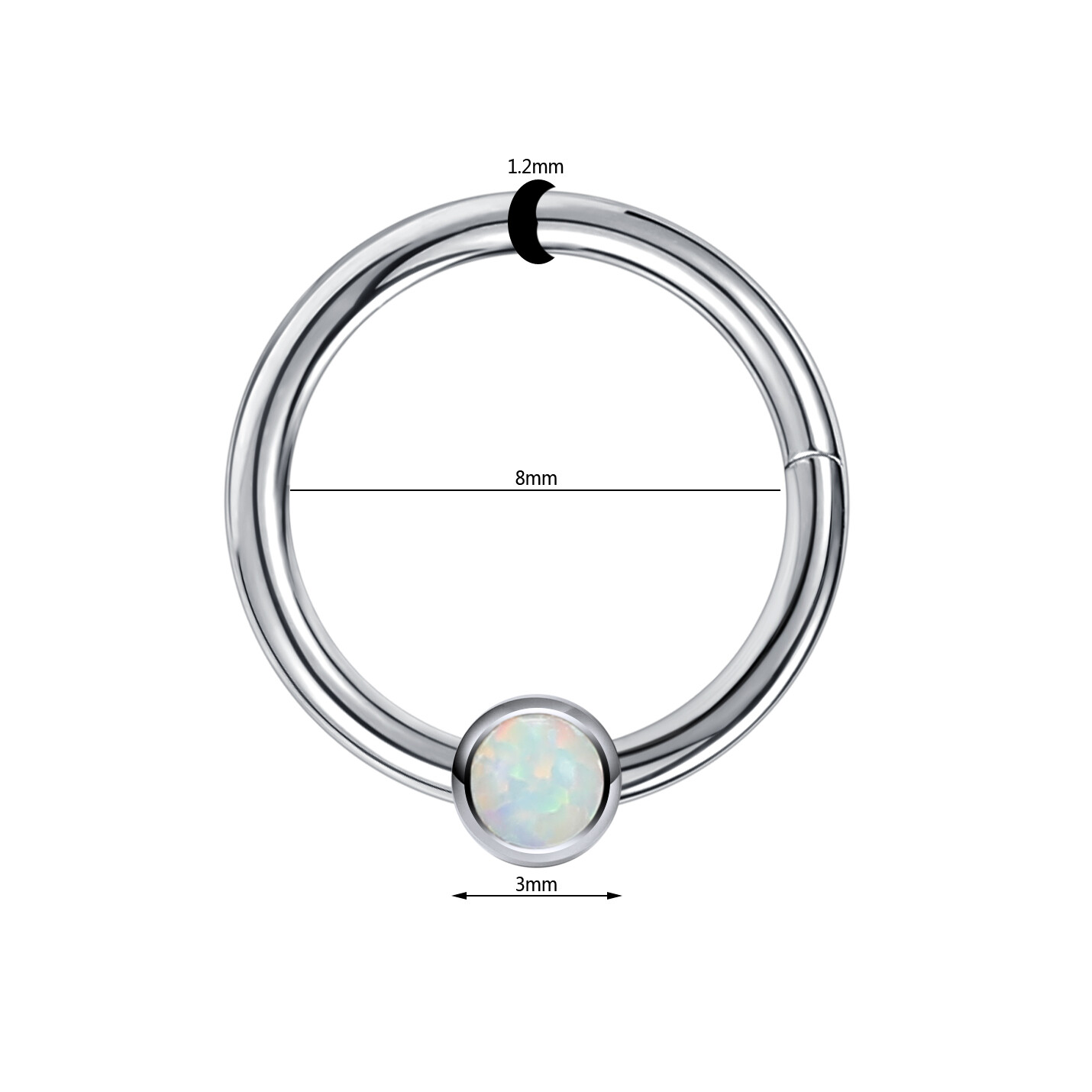 Zs 1 Pc New Style Opal Stone Stainless Steel Nose Rings Hight Segment Rings Open Small Septum Piercing Nose Ring for Women Girl Gift Earrings Body Piercing Jewelry