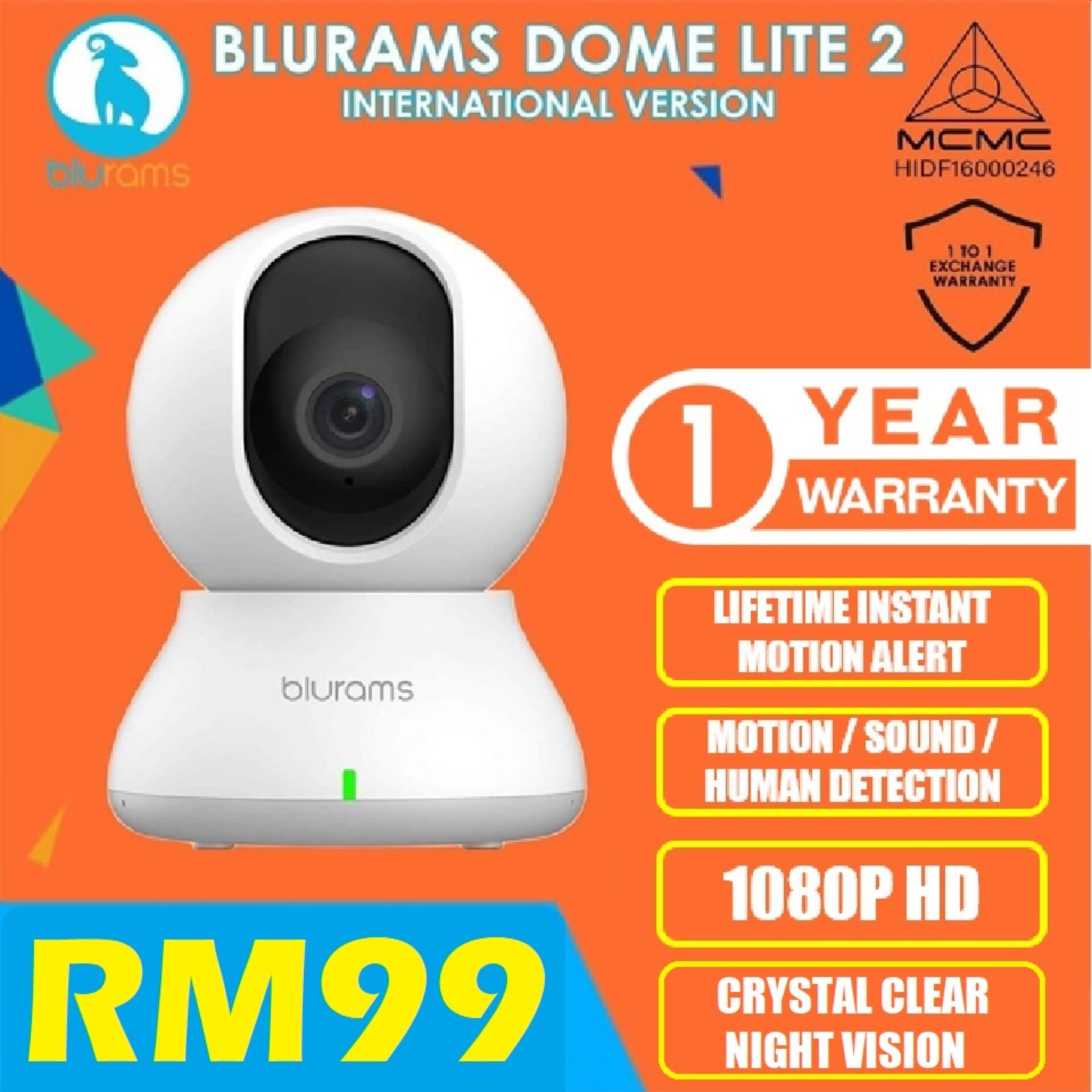 [OFFICIAL BLURAMS MALAYSIA] 2023 BLURAMS Dome Lite 2 Camera 2K Wireless