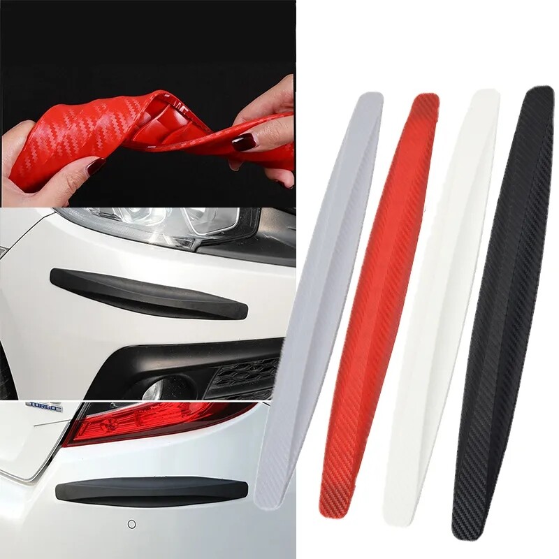 2pcs Car Front Rear Bumper Anti-Collision Scratch Corner Guard Protector Rubber Sticker Trim Strip