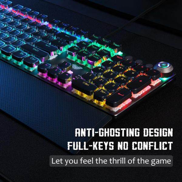 AULA F2088 Mechanical Gaming Keyboard 104 Anti-ghosting Brown Switch Blue Wired Mix Backlit Keyboard for Gamer Laptop PC Singapore
