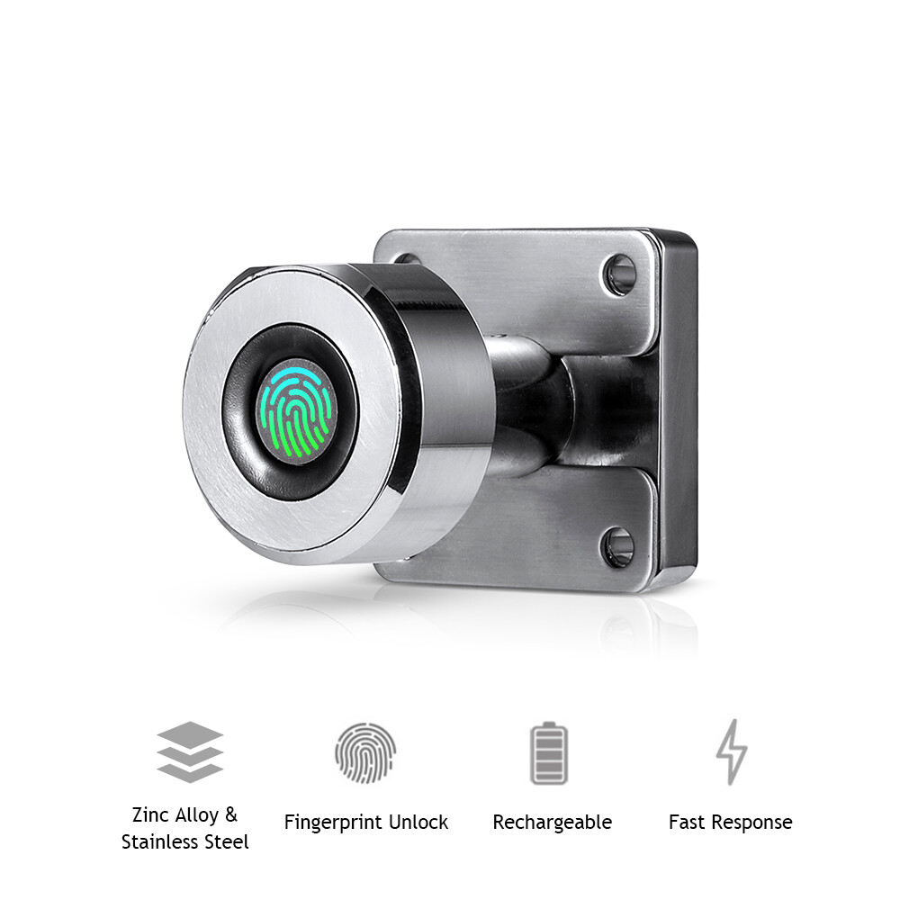 Fingerprint Drawer Lock Digital Cabinet Locks 20 Fingerprints Rechargeable Keyless Furniture Built-in Zinc Alloy Smart Lock for Home Office Gym