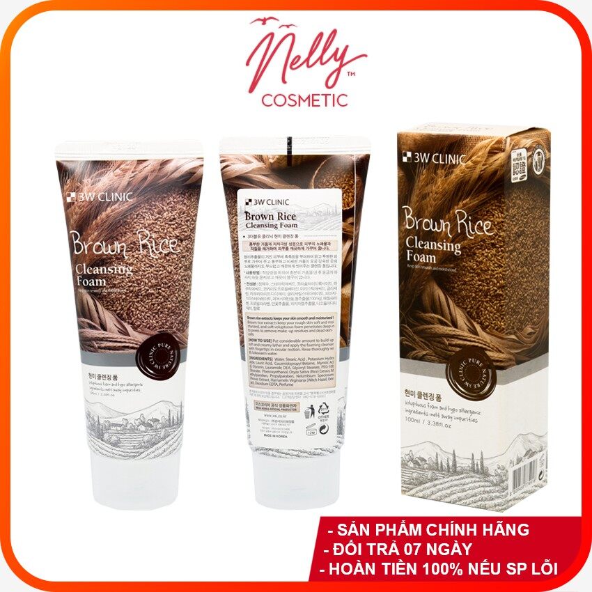 Sữa rửa mặt gạo nâu brown rice foam cleansing 3w cilinic