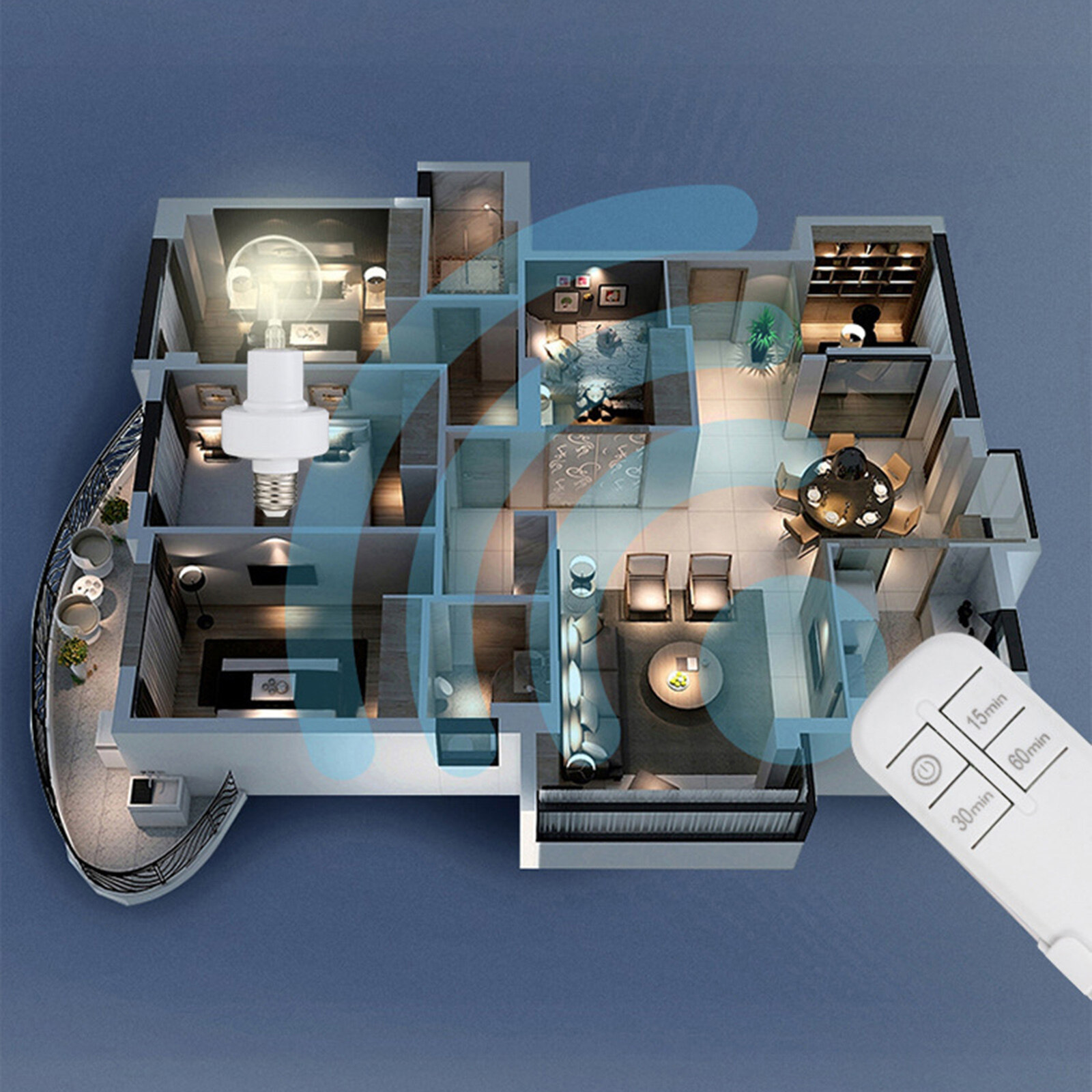 Blesiya E27 50M Smart Light Socket Wireless Remote Control Lamp Holder Bulb Base