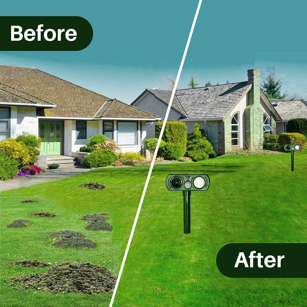 Solar Powered Ultrasonic Repeller Animal Chaser Outdoor Garden