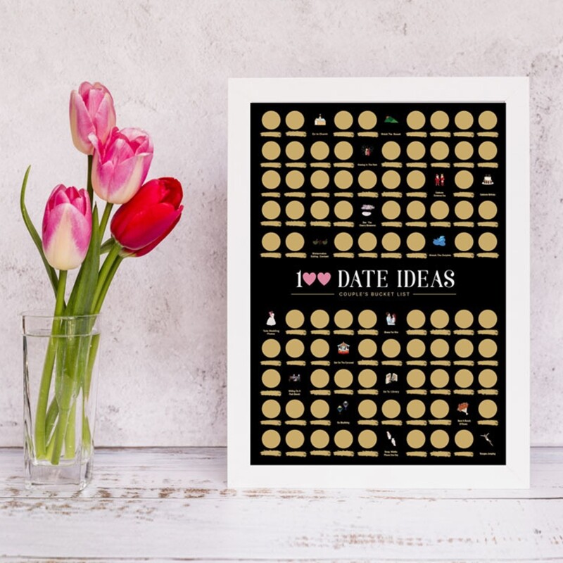 100 Dates Scrape off Poster 100 Things Between Couples Scrape Poster Couples Games Date Night Ideas Valentines Day Gifts