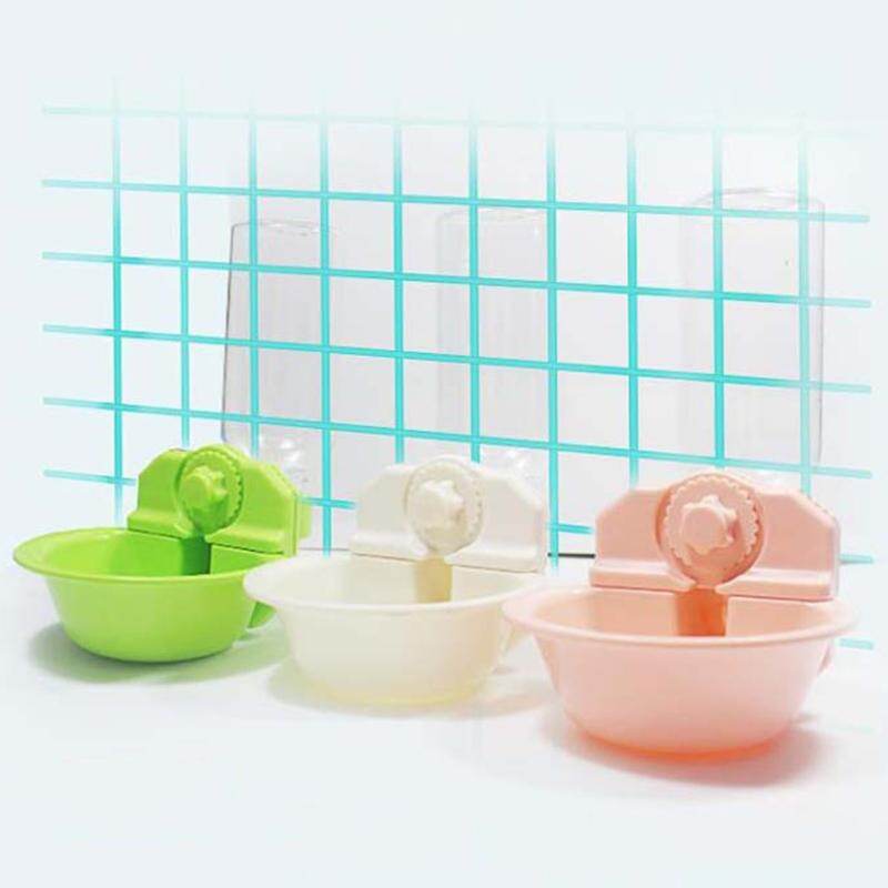 Pet Cage Hanging Type Automatic Drinking Bowl Drinking Feeding Water Cat Feeder with Refill Bottle Kitten Slow Eat 1pcs Pink/Green/White