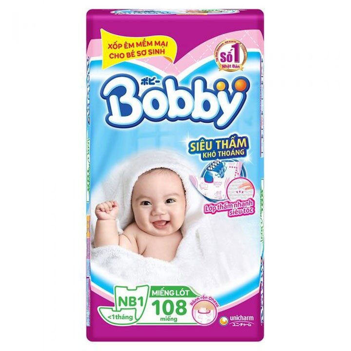 MIẾNG LÓT SƠ SINH BOBBY NEWBORN 1 108 tặng