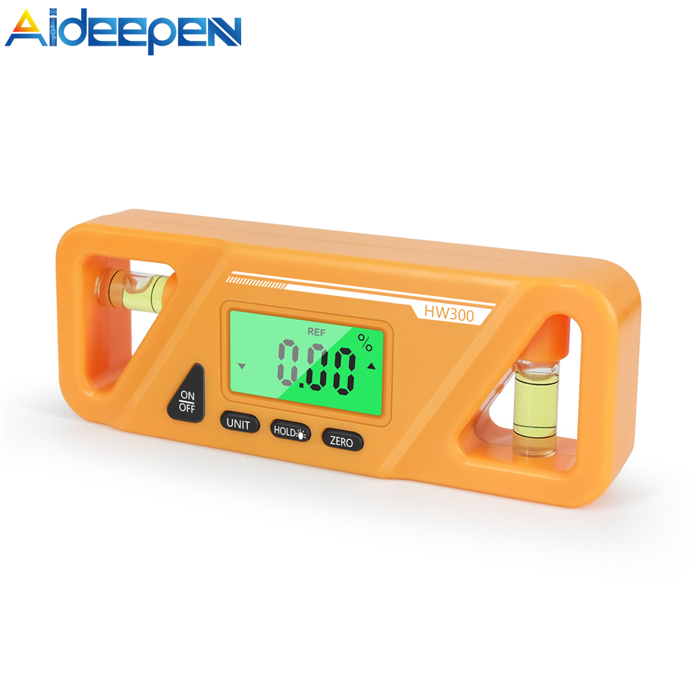 Aideepen HW-300 90 Degree Ruler Digital Display Inclinometer Level Meter Protractor Angle Meter Digital Protractor Inclinometer Level Meter Goniometer Measuring Inclinometer Magnet