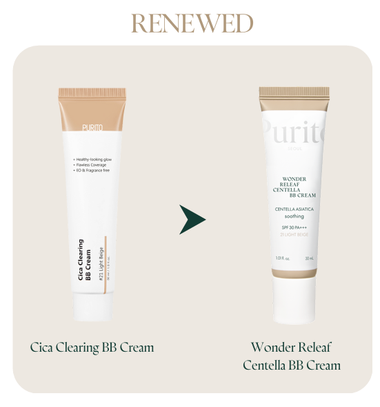 PURITO SEOUL Wonder Releaf Centella BB Cream 30ml (6color) / Kem BB rau má che phủ nhẹ, dịu da.