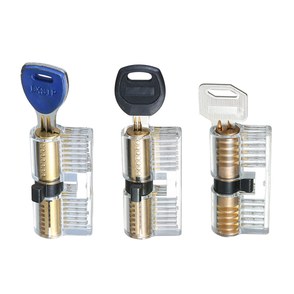 8 PCS Visible Practice Lock Set Transparent Padlock Tubular Lock Picking Training Locksmith Tools Lockpicking Set for Beginners Professionals Kids
