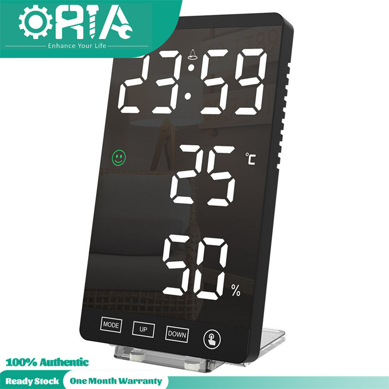 ORIA Digital Alarm Clock Touch Screen LED Wall Clock with Snooze 12H/24H Format USB Charging Port Suitable for Home Bedroom Office